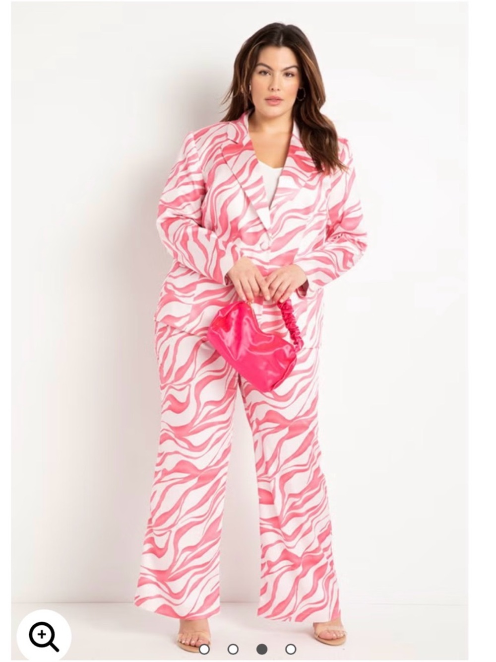 Eloquii Pink Tiger Crush Satin Blazer Pants Suit Set - 18 - EUC - DRY CLEANED - Picture 3 of 9